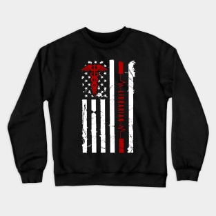 Librarian Heartbeat Flag American Crewneck Sweatshirt